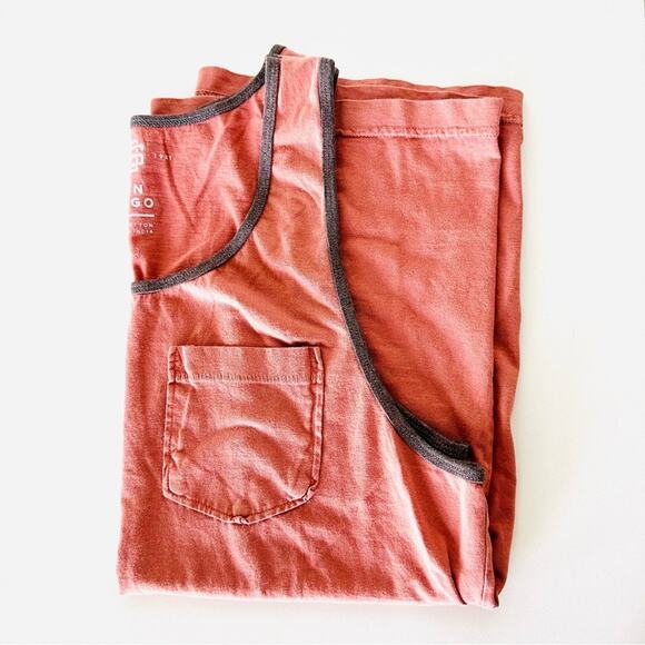 MENS SUN DIEGO Navy Blue Pink Aqua Grey Two Tone Sleeveless Tank Top Pocket S - Picture 6 of 16